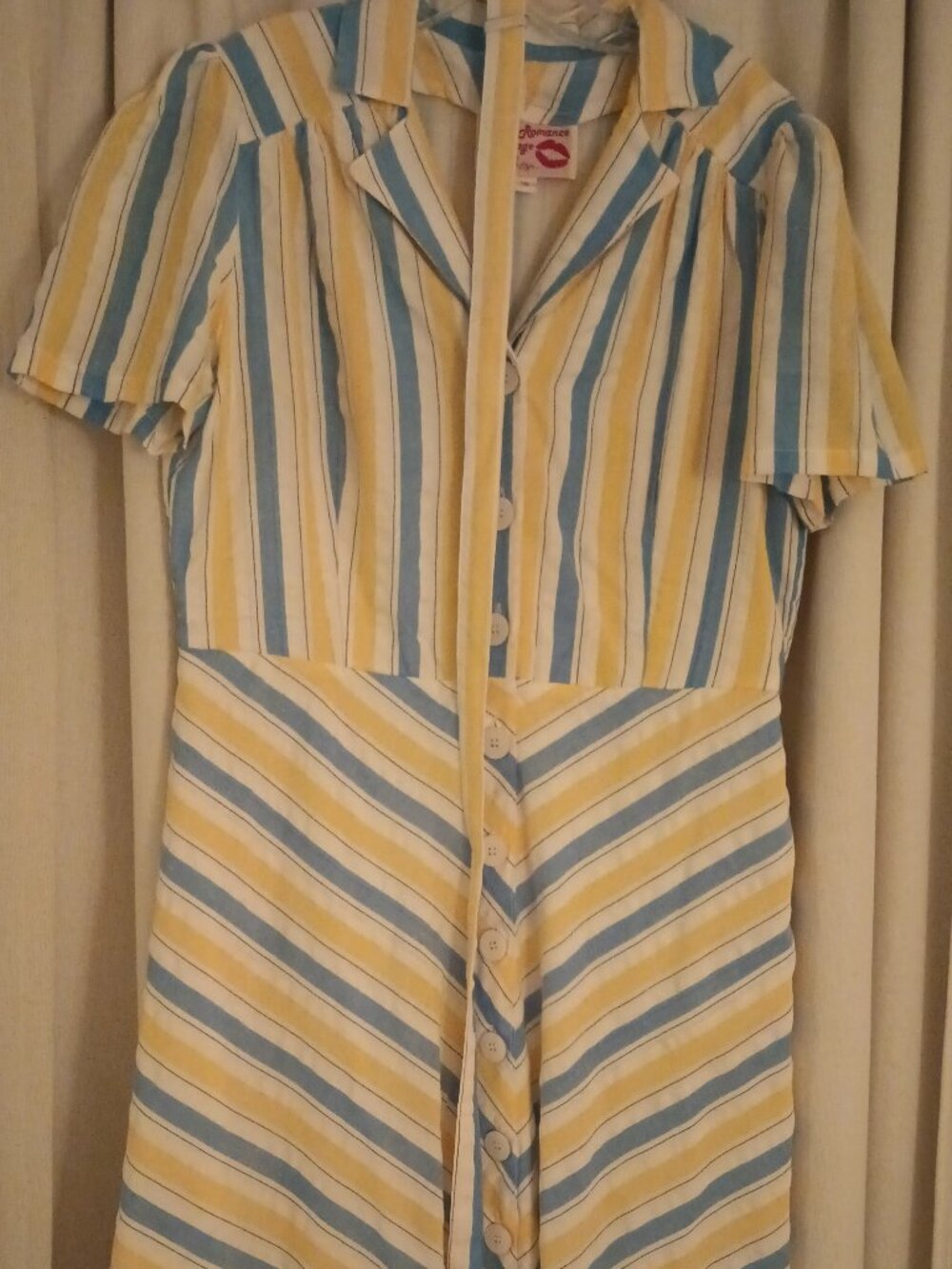 Rock n Romance Charlene Dress in Yellow & Blue Stripe Cotton Seersucker size 18